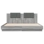 Sonoma gray engineered wood bed with headboard 160x200 cm by , Beds and slatted bases - Ref: Foro24-3209910, Price: 184,55 €,...