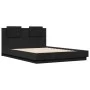 Bed frame with black engineered wood headboard 120x200 cm by , Beds and slatted bases - Ref: Foro24-3209927, Price: 179,78 €,...