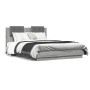 Sonoma gray engineered wood bed with headboard 135x190 cm by , Beds and slatted bases - Ref: Foro24-3209959, Price: 168,43 €,...