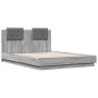 Sonoma gray engineered wood bed with headboard 135x190 cm by , Beds and slatted bases - Ref: Foro24-3209959, Price: 166,46 €,...