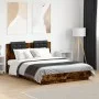 Smoked oak engineered wood bed with headboard 120x190 cm by , Beds and slatted bases - Ref: Foro24-3209965, Price: 158,89 €, ...