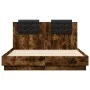 Smoked oak engineered wood bed with headboard 120x190 cm by , Beds and slatted bases - Ref: Foro24-3209965, Price: 158,89 €, ...