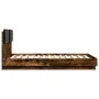 Smoked oak engineered wood bed with headboard 120x190 cm by , Beds and slatted bases - Ref: Foro24-3209965, Price: 158,89 €, ...