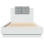 White engineered wood bed frame with headboard 100x200cm by , Beds and slatted bases - Ref: Foro24-3209933, Price: 157,46 €, ...