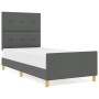 Estructura de cama con cabecera Gris oscuro 100 x 200 cm tela