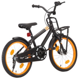 Bicicleta niños y portaequipajes delantero 18" negro y naranja