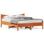 Estructura cama con cabecero madera pino marrón cera 160x200 cm de , Camas y somieres - Ref: Foro24-3216365, Precio: 199,59 €...
