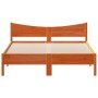 Bed frame with wax brown pine wood headboard 160x200 cm by , Beds and slatted bases - Ref: Foro24-3216365, Price: 202,14 €, D...