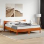 Estructura cama con cabecero madera pino marrón cera 200x200 cm de , Camas y somieres - Ref: Foro24-3216359, Precio: 220,07 €...