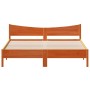Estructura cama con cabecero madera pino marrón cera 200x200 cm de , Camas y somieres - Ref: Foro24-3216359, Precio: 220,07 €...