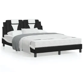 Bed frame with LED synthetic leather black white 120x200 cm by , Beds and slatted bases - Ref: Foro24-3214013, Price: 158,51 ...