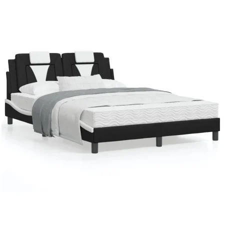 Bed frame with LED synthetic leather black white 120x200 cm by , Beds and slatted bases - Ref: Foro24-3214013, Price: 158,51 ...