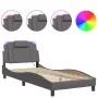 Bed frame with LED lights gray synthetic leather 90x190 cm by , Beds and slatted bases - Ref: Foro24-3213990, Price: 156,61 €...