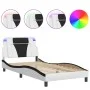 Bed frame with LED black white synthetic leather 100x200 cm by , Beds and slatted bases - Ref: Foro24-3214007, Price: 150,57 ...