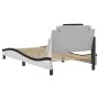 Bed frame with LED black white synthetic leather 100x200 cm by , Beds and slatted bases - Ref: Foro24-3214007, Price: 150,57 ...