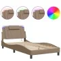 Estructura de cama con LED cuero sintético capuchino 100x200 cm de , Camas y somieres - Ref: Foro24-3214005, Precio: 145,71 €...