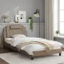 Estructura de cama con LED cuero sintético capuchino 100x200 cm de , Camas y somieres - Ref: Foro24-3214005, Precio: 145,71 €...