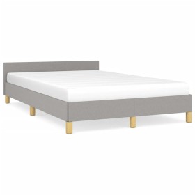 Estructura de cama con cabecero tela gris claro 120x190 cm