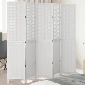 White Paulownia solid wood 5-panel dividing screen by , Room dividers - Ref: Foro24-358727, Price: 151,07 €, Discount: %