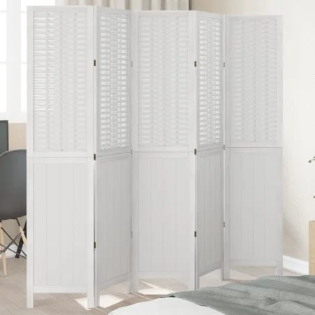 White Paulownia solid wood 5-panel dividing screen by , Room dividers - Ref: Foro24-358727, Price: 151,07 €, Discount: %