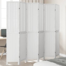 Biombo separador de 6 paneles madera maciza Paulownia blanco de , Divisores de ambientes - Ref: Foro24-358731, Precio: 192,41...