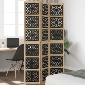 Divider screen 3 panels solid Paulownia wood brown black by , Room dividers - Ref: Foro24-358799, Price: 101,71 €, Discount: %