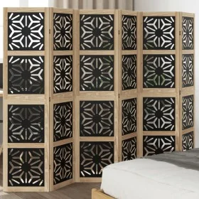 Divider screen 6 panels solid Paulownia wood brown black by , Room dividers - Ref: Foro24-358809, Price: 149,04 €, Discount: %