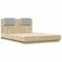 Bed frame with headboard LED lights Sonoma oak 120x190 cm by , Beds and slatted bases - Ref: Foro24-3210054, Price: 175,90 €,...