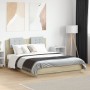 Bed frame with headboard LED lights Sonoma oak 120x190 cm by , Beds and slatted bases - Ref: Foro24-3210054, Price: 177,08 €,...