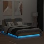 Bed frame with headboard LED lights Sonoma oak 120x190 cm by , Beds and slatted bases - Ref: Foro24-3210054, Price: 177,08 €,...