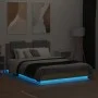 Bed frame with headboard LED lights Sonoma oak 120x190 cm by , Beds and slatted bases - Ref: Foro24-3210054, Price: 175,90 €,...