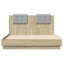 Bed frame with headboard LED lights Sonoma oak 120x190 cm by , Beds and slatted bases - Ref: Foro24-3210054, Price: 177,08 €,...