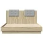Bed frame with headboard LED lights Sonoma oak 120x190 cm by , Beds and slatted bases - Ref: Foro24-3210054, Price: 175,90 €,...