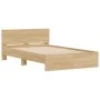 Sonoma oak bed frame with headboard and LED lights 135x190 cm by , Beds and slatted bases - Ref: Foro24-3207632, Price: 138,2...