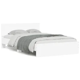 Bed frame with headboard and white LED lights 135x190 cm by , Beds and slatted bases - Ref: Foro24-3207630, Price: 146,52 €, ...