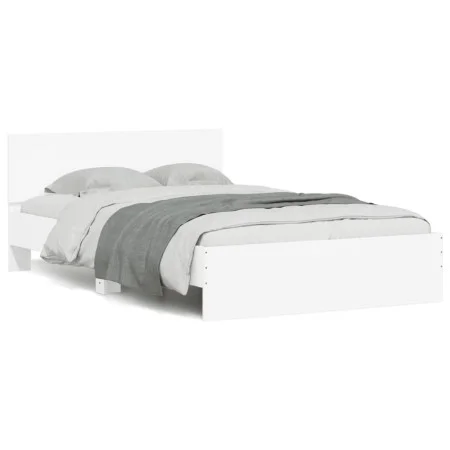 Bed frame with headboard and white LED lights 135x190 cm by , Beds and slatted bases - Ref: Foro24-3207630, Price: 146,52 €, ...