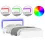 Bed frame with headboard and white LED lights 135x190 cm by , Beds and slatted bases - Ref: Foro24-3207630, Price: 146,52 €, ...