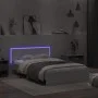 Bed frame with headboard and white LED lights 135x190 cm by , Beds and slatted bases - Ref: Foro24-3207630, Price: 146,52 €, ...