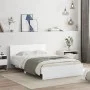 Bed frame with headboard and white LED lights 135x190 cm by , Beds and slatted bases - Ref: Foro24-3207630, Price: 146,52 €, ...