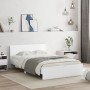Bettgestell mit Kopfteil und weißen LED-Leuchten 135x190 cm von , Betten und Lattenroste - Ref: Foro24-3207630, Preis: 148,39...