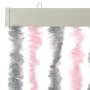 Cortina antimoscas chenilla gris plateado y rosa 100x200 cm