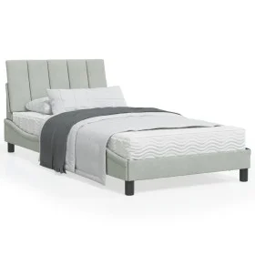 Light gray velvet bed frame with headboard 100x200cm by , Beds and slatted bases - Ref: Foro24-3207831, Price: 137,65 €, Disc...