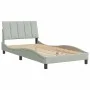 Hellgrauer Samtbettrahmen mit Kopfteil 100 x 200 cm von , Betten und Lattenroste - Ref: Foro24-3207831, Preis: 141,09 €, Raba...