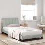 Light gray velvet bed frame with headboard 100x200cm by , Beds and slatted bases - Ref: Foro24-3207831, Price: 141,09 €, Disc...