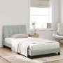 Light gray velvet bed frame with headboard 100x200cm by , Beds and slatted bases - Ref: Foro24-3207831, Price: 137,65 €, Disc...