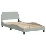 Light gray velvet bed frame with headboard 100x200cm by , Beds and slatted bases - Ref: Foro24-3207831, Price: 137,65 €, Disc...