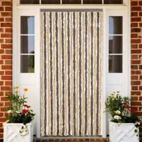 Dark brown and beige chenille fly curtain 56x185 cm by , Mosquito nets for windows - Ref: Foro24-377353, Price: 41,68 €, Disc...