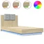 Bed frame headboard LED lights Sonoma oak 75x190 cm by , Beds and slatted bases - Ref: Foro24-3210068, Price: 154,60 €, Disco...