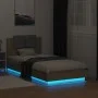 Bed frame headboard LED lights Sonoma oak 75x190 cm by , Beds and slatted bases - Ref: Foro24-3210068, Price: 154,60 €, Disco...