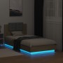 Estructura de cama cabecero luces LED roble Sonoma 75x190 cm de , Camas y somieres - Ref: Foro24-3210068, Precio: 156,37 €, D...
